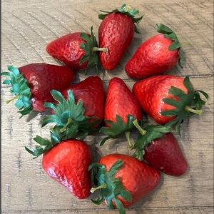 Vibrant Red and Green Strawberry Decor Accents lot of 10